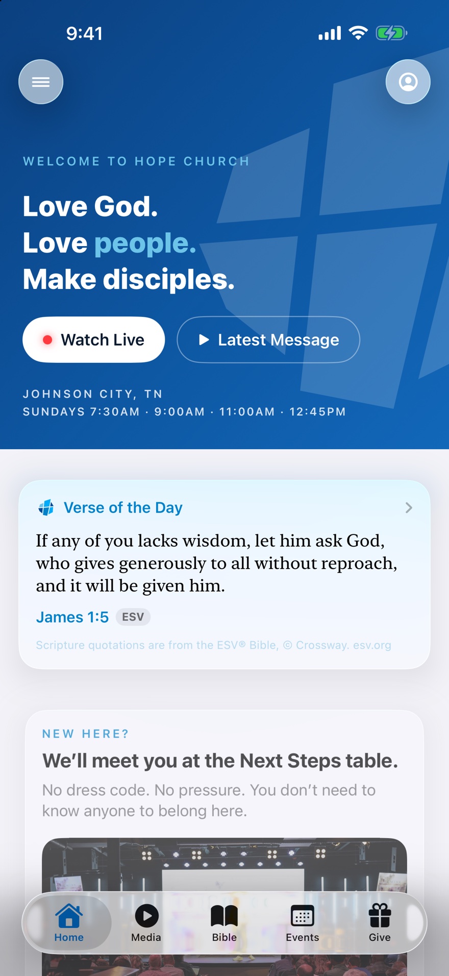 Hope Church app screenshot